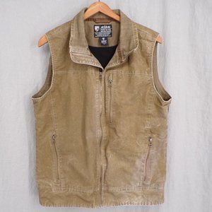 Kuhl Men's Burr Vintage Patina Dye Canvas Fleece Lined Vest - size M